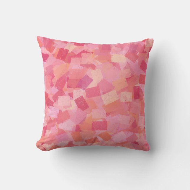 Coussin Cubisme orange rose Motif Abstrait (Recto)