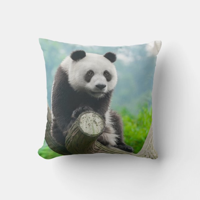 Coussin Cudly Panda Bear assise sur une branche d'arbre (Recto)