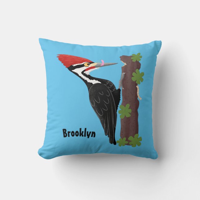 Coussin Cue drôle Pileated woodpecker dessin d'illustratio (Recto)
