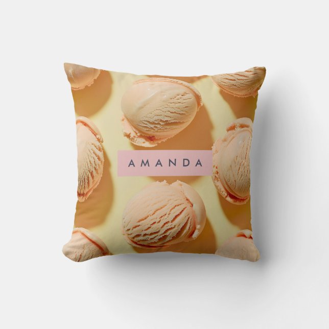 Coussin Cuillère de glace à la pêche personnalisée (Recto)