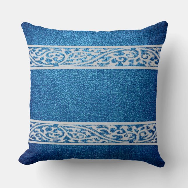 Coussin Cuir Bleu (Recto)