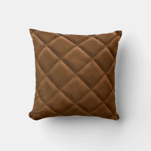 Coussin Cuir Brown, dessin motif rhombus