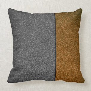 Coussin Cuir Brown et gris