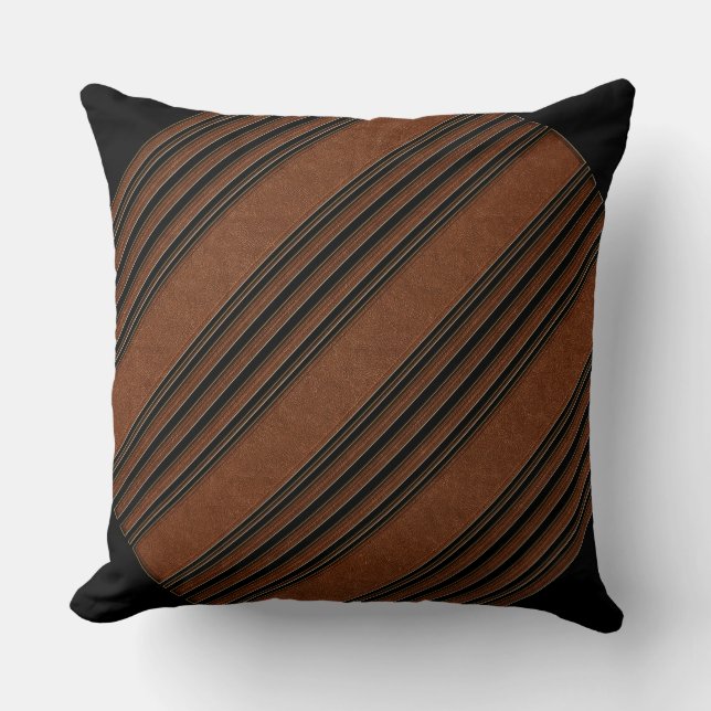Coussin Cuir Brown et noir (Recto)