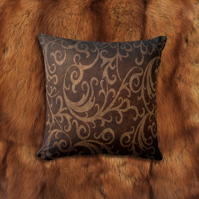 Coussin Cuir Brown Faux Embossé (Créateur téléchargé)