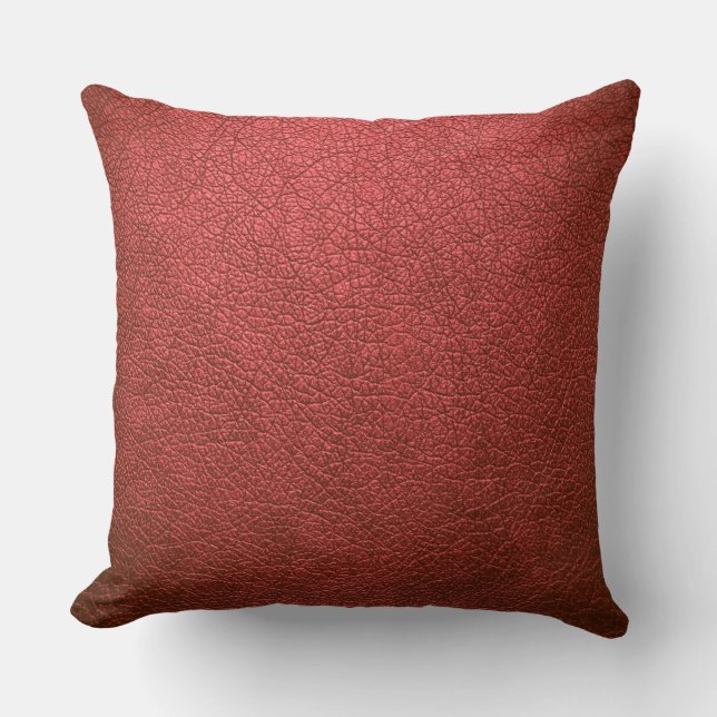 Coussin Cuir Brown rouge (Recto)