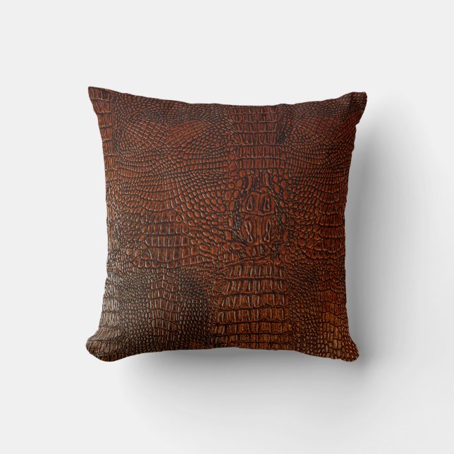 Coussin cuir Brown textureleather, abstrait, antique, , ba (Recto)