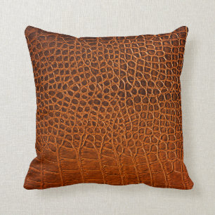 Coussin Cuir de crocodile Brown