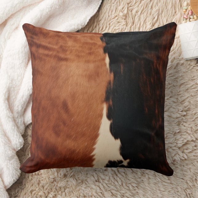 Coussin Cuir de vache faux Sud-Ouest Brun Noir (Couverture)