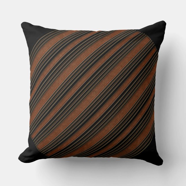 Coussin Cuir marron et noir (Recto)