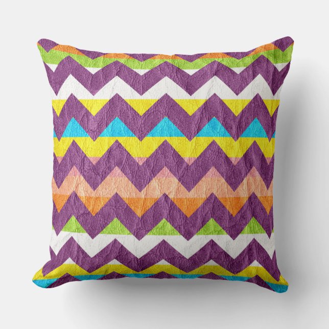 Coussin Cuir moderne violet Chevron (Recto)