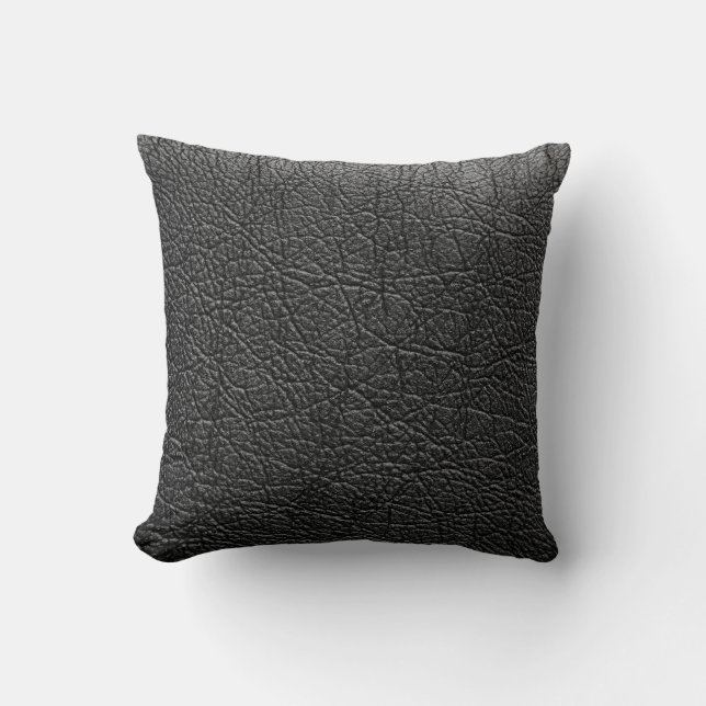 Coussin Cuir noir : texture de closeup transparente. (Recto)