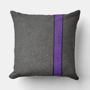 Coussin Cuir pourpre et gris