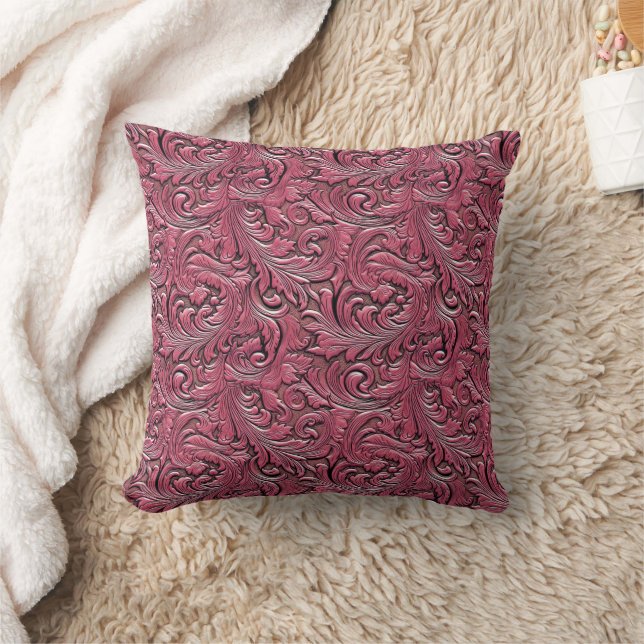 Coussin Cuir rose floral gaufré occidental (Couverture)