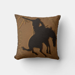 Coussin Cuir Western Far West Rustique Campagne Cowboy