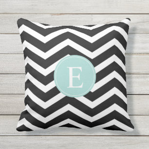 Coussin Cuisine blanche noire Turquoise Chevron Custom