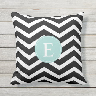 Coussin Cuisine blanche noire Turquoise Chevron Custom
