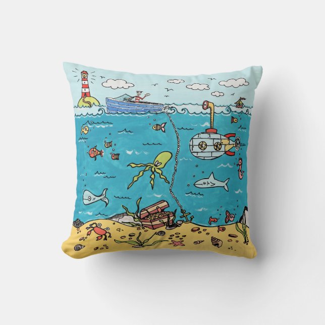 Coussin Cuisine Carré de la vie marine personnalisée (Recto)