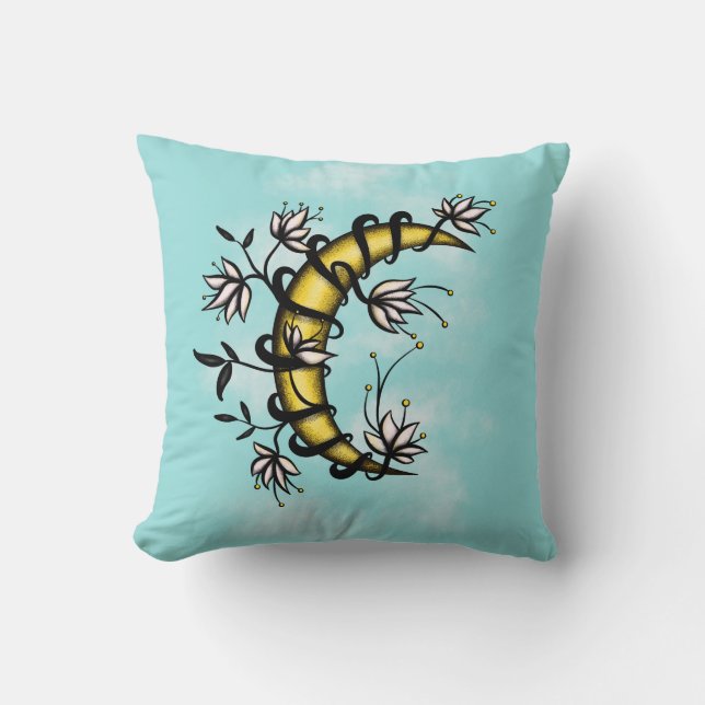 Coussin Cuisine Crescent Lune Floral Wiccan (Recto)