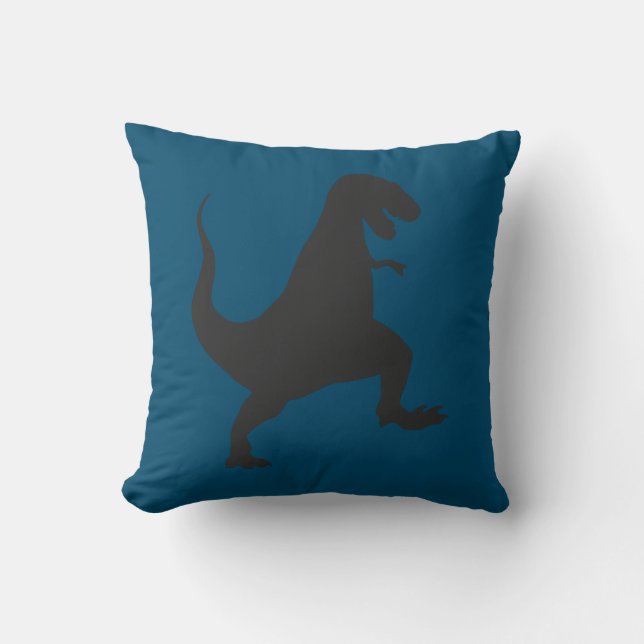 Coussin Cuisine de dinosaure bleu turquoise (Recto)
