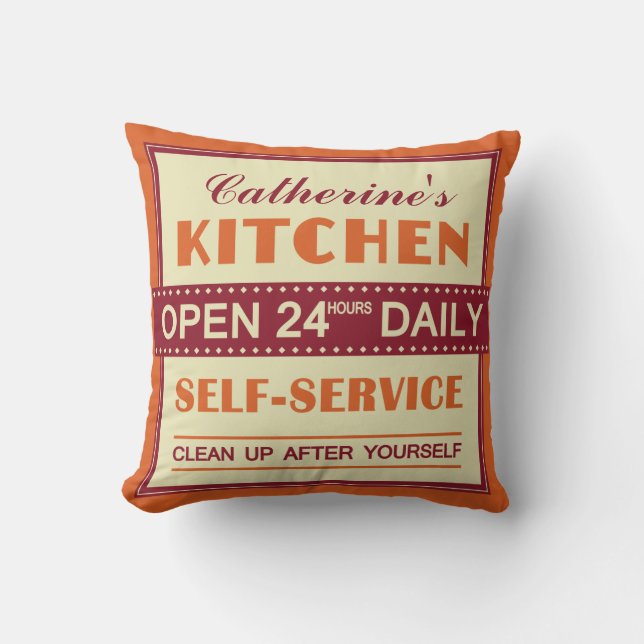Coussin Cuisine - nom sur mesure - jetez l'oreiller (Recto)