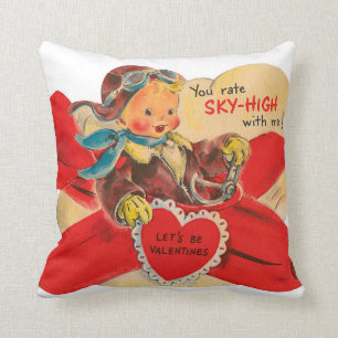 Coussin Cuisine rétro gamin d'avion vintage Valentine