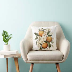 Coussin Cuisine vintage aux fleurs orange