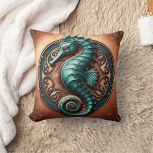 Coussin Cuivre et Turquoise