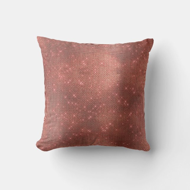 Coussin Cuivre Faux Pinceau Rose rose brillant Métallo (Recto)