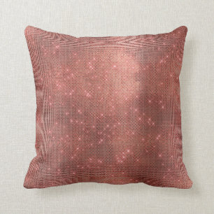 Coussin Cuivre Faux Pinceau Rose rose brillant Métallo