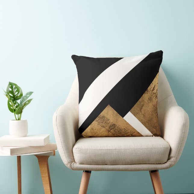 Coussin Cuivre Géométrique Or Noir Blanc (Chaise)