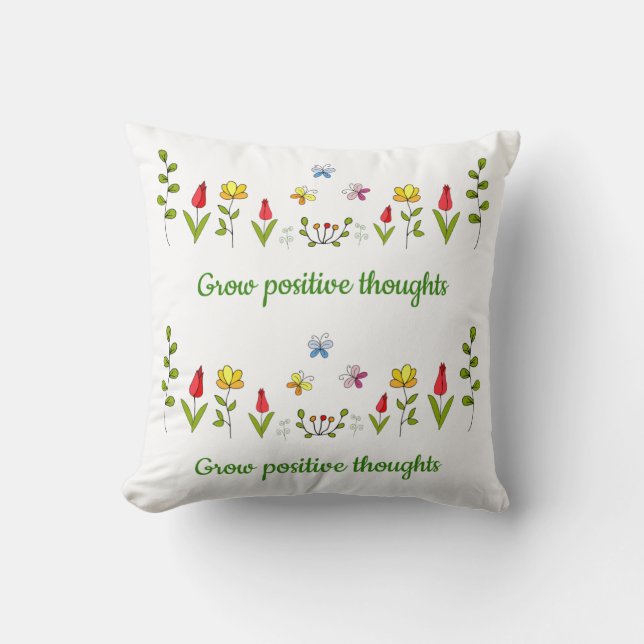 Coussin Cultiver des pensées positives fleurs (Recto)