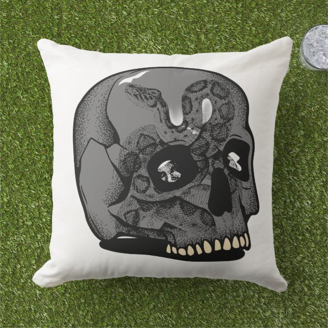 Coussin Culture de rue rebelle du crâne (Herbe)