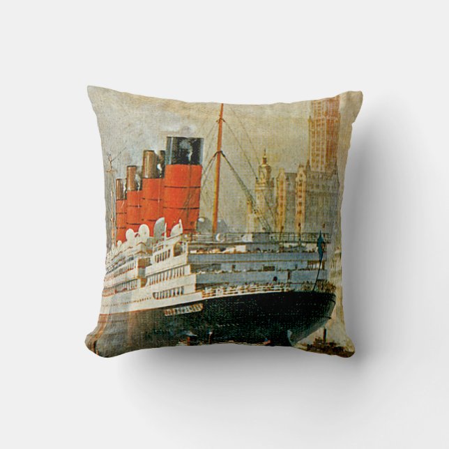 Coussin Cunarder à New York (Recto)
