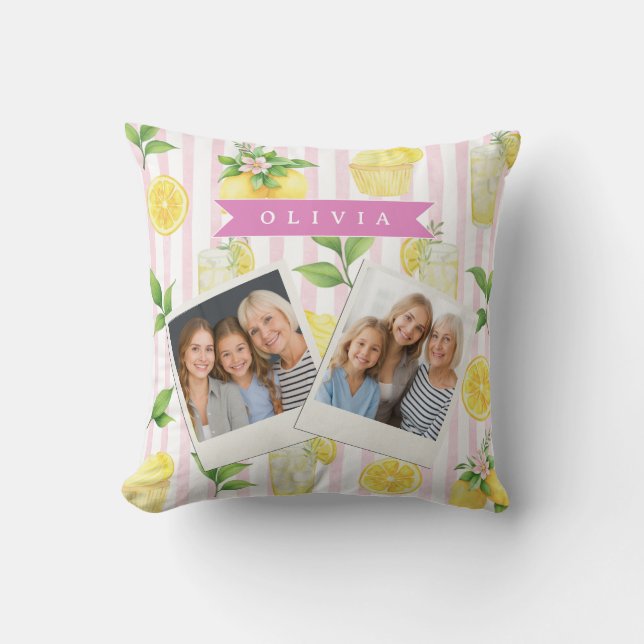 Coussin Cupcake rayé à la coupe de glaçage personnalisée a (Recto)