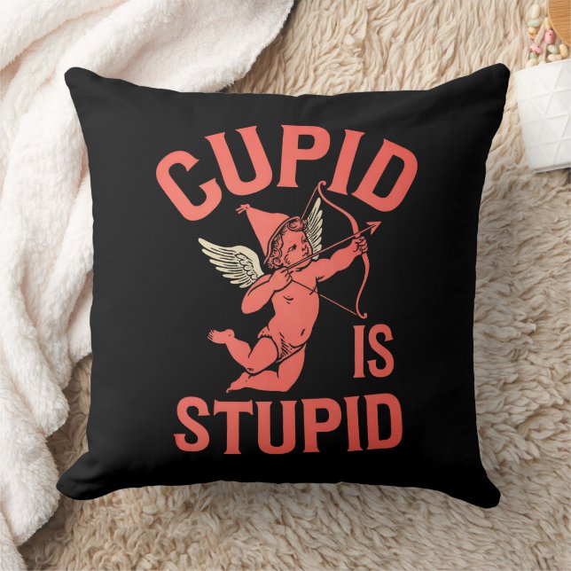 Coussin Cupid est stupide drôle Saint-Valentin (Couverture)