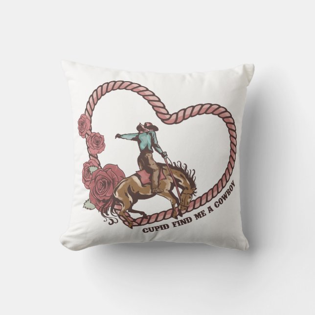 Coussin Cupidon Me Trouve Un Cowboy (Recto)