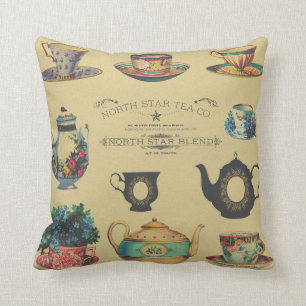 Coussin Cups de thé et lancers Vintages