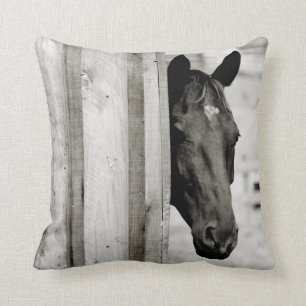 Coussin Curieux Cheval noir