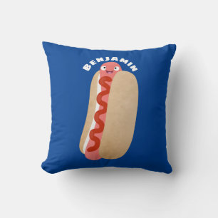 Coussin Curieux hot dog Weiner dessin animé