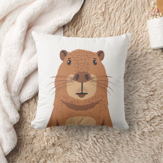 Coussin Curieux portrait Capybara (Couverture)