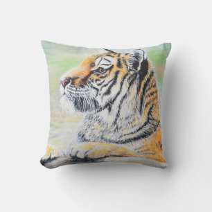 Coussin Curieux tableau de tigre