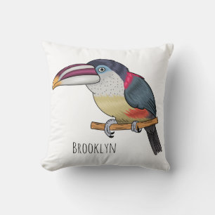 Coussin Curl crested aracari bird cartoon