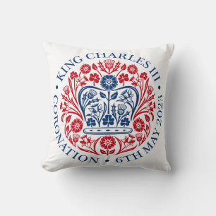 Coussin Cushion Carré de l'Emblème du Roi Charles III