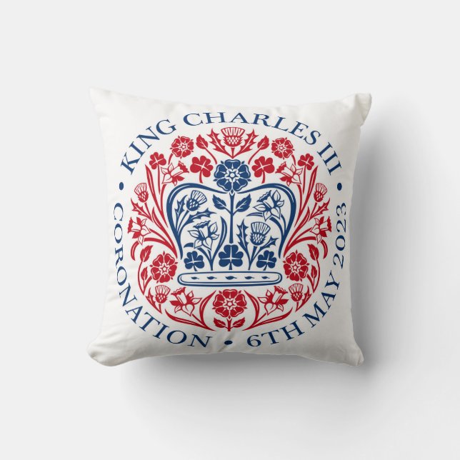 Coussin Cushion Carré de l'Emblème du Roi Charles III (Recto)