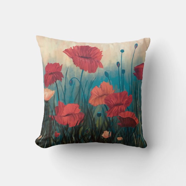 Coussin Cushion d'accentuation des fleurs de pavot (Recto)