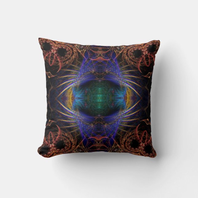 Coussin Cushion d'art fractal des ailes mystiques (Recto)