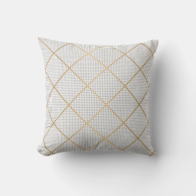 COUSSIN CUSHION DE CONCEPTION DE GRILLE D'OR EN POINTE BLA (Recto)