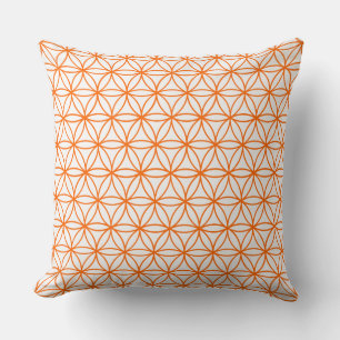 Coussin Cushion, Lotus Graphisme Fleur en blanc et orange