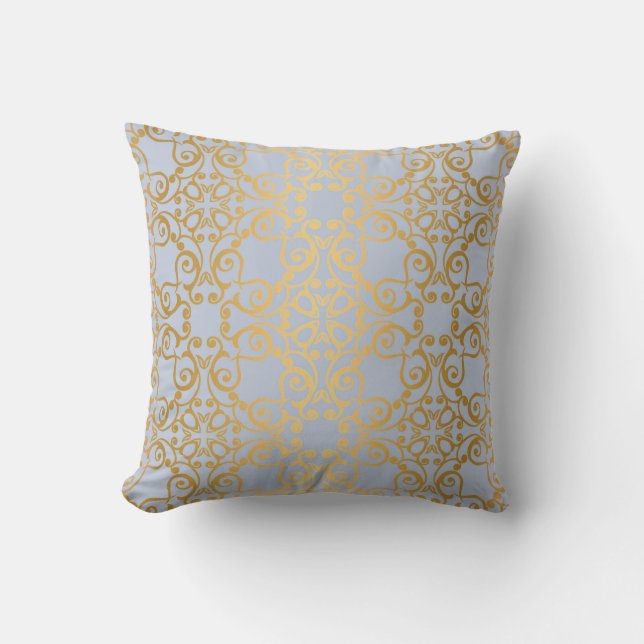 COUSSIN CUSHION MOTIF DE HAMPTONS D'OR BLEU CLAIR (Recto)